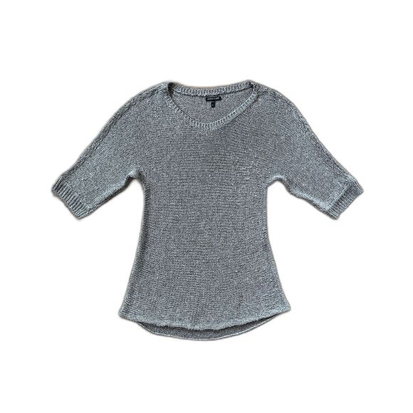 EILEEN FISHER Metallic Silver Large Knit Tunic Blouse Shirt Top  Women's Size XL - Picture 3 of 11